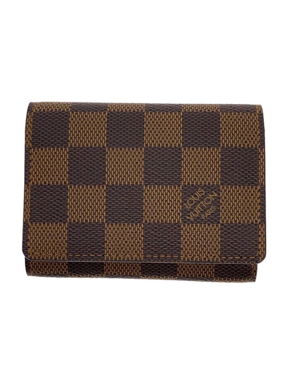 LOUIS VUITTON Envelope Wallet Carte de Visite Damier Ebene Brown Leather Brown